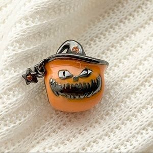 NWOT S925 Sterling Silver Pumpkin Wearing a Wizard Hat Charm